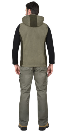 Жилет "Техно" (флис дублированный) светло-оливковый с оливковым (ЧЗ)