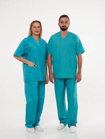 Костюм рабочий универсальный №104 (куртка, брюки) бирюза, ткань смесовая