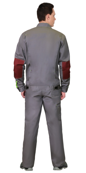 Костюм "ФАВОРИТ" летний: куртка, брюки серый с бордовым тк.Орион