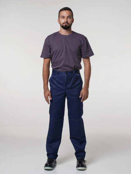 Костюм рабочий мужской №100 (куртка, брюки) тёмно-синий с васильковым СОП 50 мм(ЧЗ)