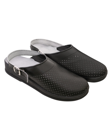 Сабо женские чёрные, кожа, ПВХ, с ремешком Step