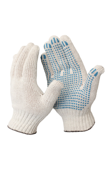 Перчатки ХБ 7-ми с ПВХ "Волна, Точка" 7,5 кл.