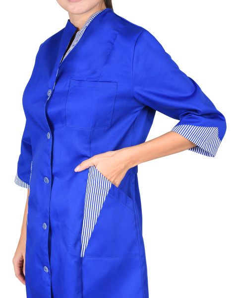 Халат "Марлен-2" женский васильковый с полоской (ЧЗ)