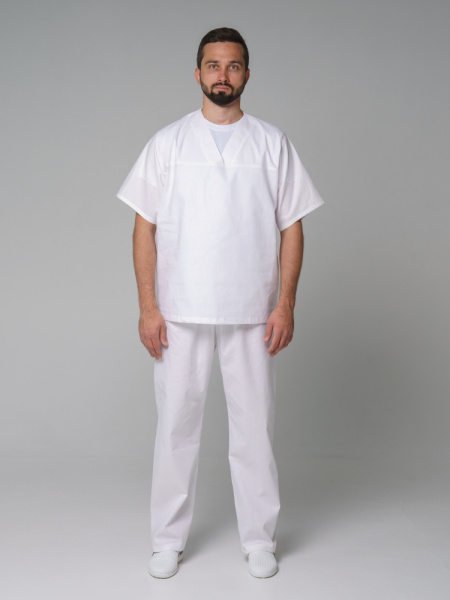 Костюм рабочий универсальный №105 (куртка, брюки) отбеленный, ткань Бязь, без карманов