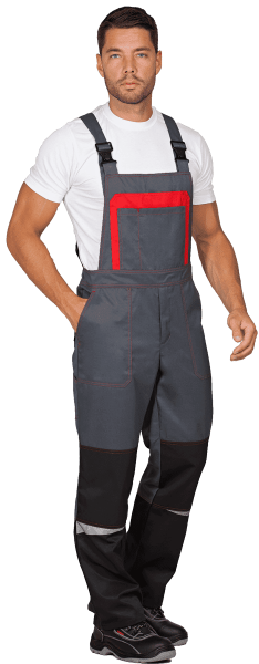 Костюм КМ-10 ЛЮКС летний, серый-красный-черный (Куртка+полукомбинезон)