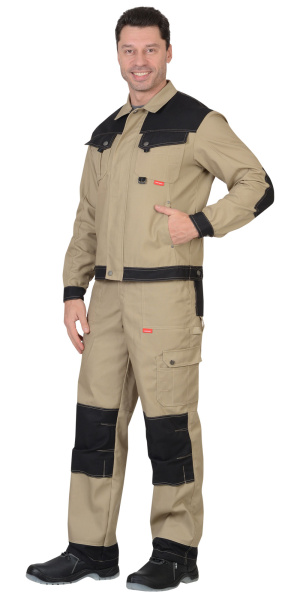 Костюм "ВЕСТ-ВОРК" летний: куртка кор., брюки, бежевый с черным