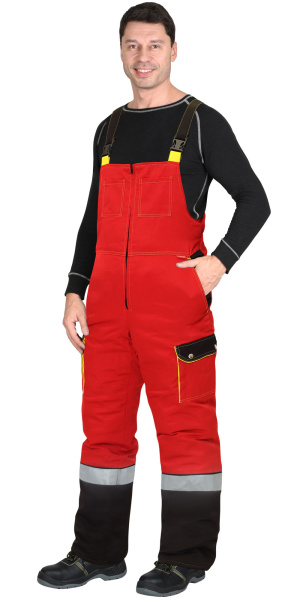 Костюм "ТИТАН" зим: куртка дл., п/к. красный с черным и СОП-50мм.