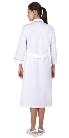 Халат "Ника" женский белый с бирюзовым (ЧЗ)