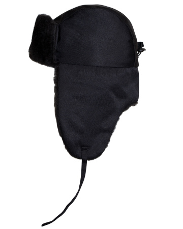 Шапка-ушанка "ЛЮКС" черная (тк. смесовая)