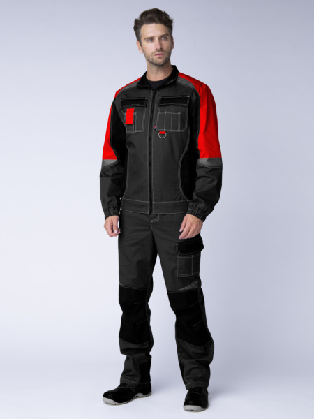 Костюм Формула (тк.Смесовая,240) брюки, серый/красный/черный (ЧЗ)