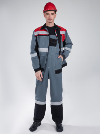 Костюм Виват-2 (тк.Саржа,250) п/к, серый/черный/красный