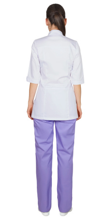 Костюм "БАРБАРА" женский: блуза, брюки, белый с фиолетовым