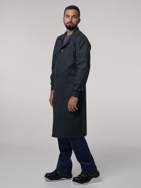 Халат рабочий мужской №200 черный, ткань Бязь