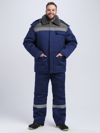 Куртка зимняя Бригада NEW (тк.Смесовая,210), т.синий/серый (ЧЗ)