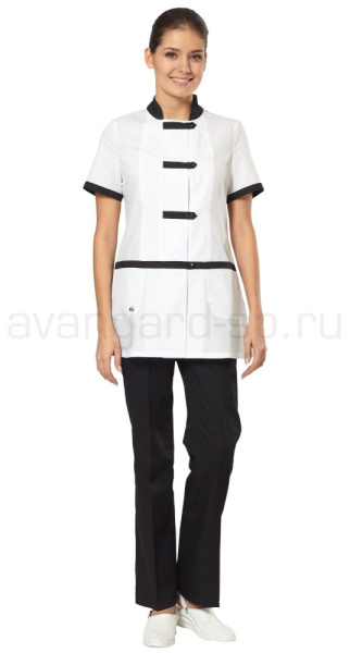 Костюм повара женский "Азия" (цв. белый + черный) (ЧЗ)